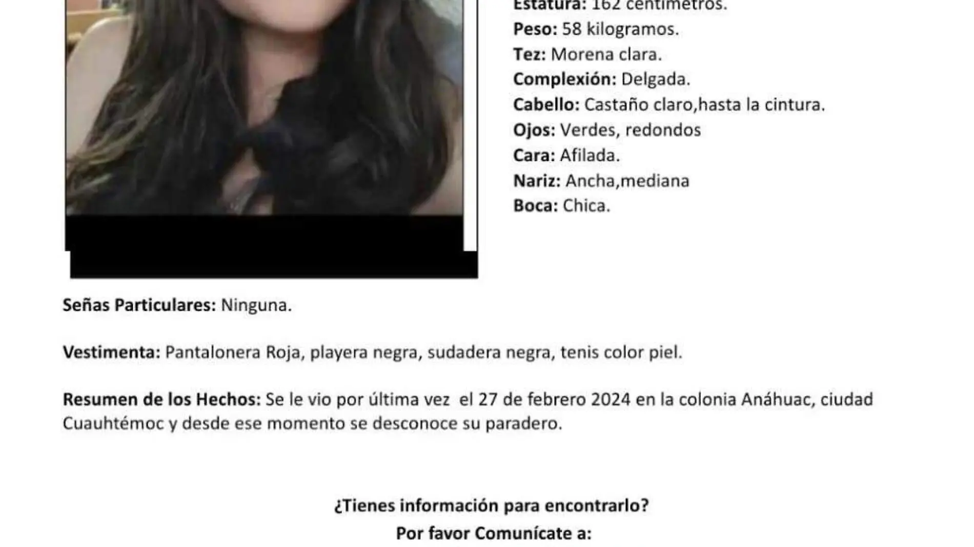 Camila Fernanda Burciaga Montoya desaparecida 